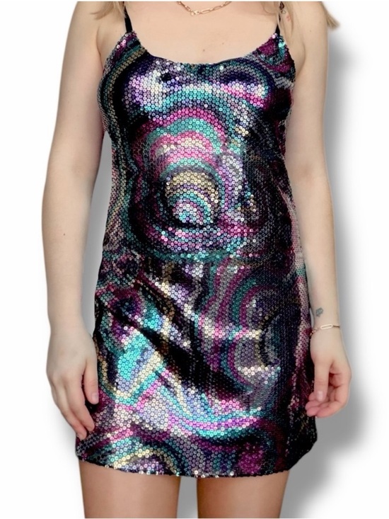 Intimately By Free People Dresses & Skirts - Intimately by Free People Iridescent Sequin Slip Mini Dress in Purple & Teal